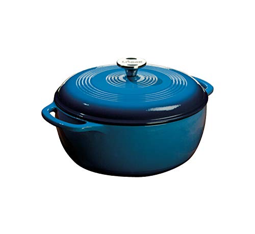 Lodge 6 Quart Enameled Cast Iron Dutch Oven. Blue Enamel Dutch Oven (Blue)