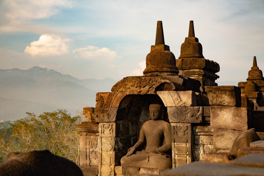 One of the thousands of Buddha statues at Borobudur, Java.