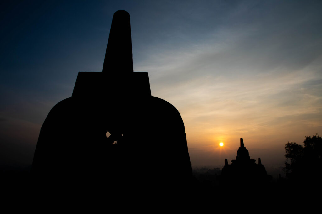 Borobudur sunrise on the island of Java.