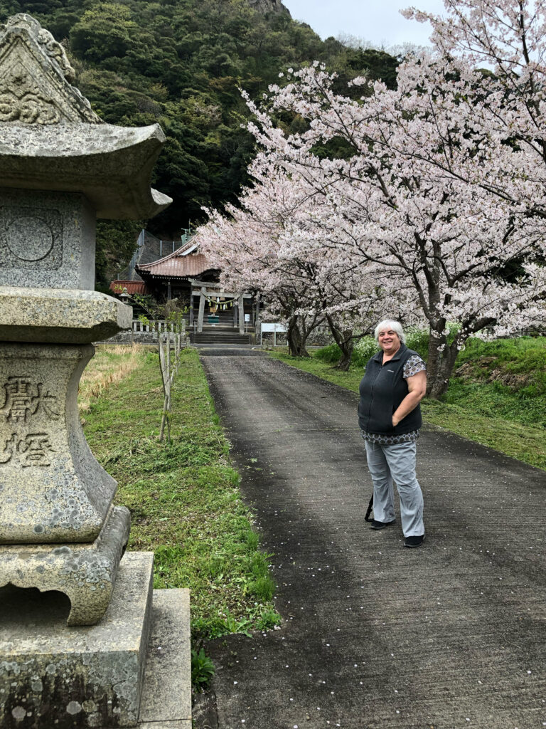 Corinne enjoying the month of April, or cherry blossom month in Japan.