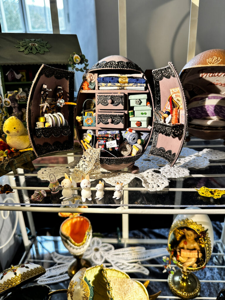 It's not just the outside of the eggs that are decorated at an Easter market in Germany.