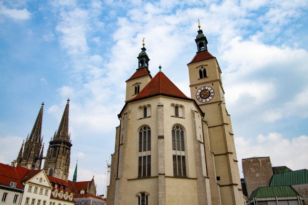 The exterior of the Regensburg Basilica.