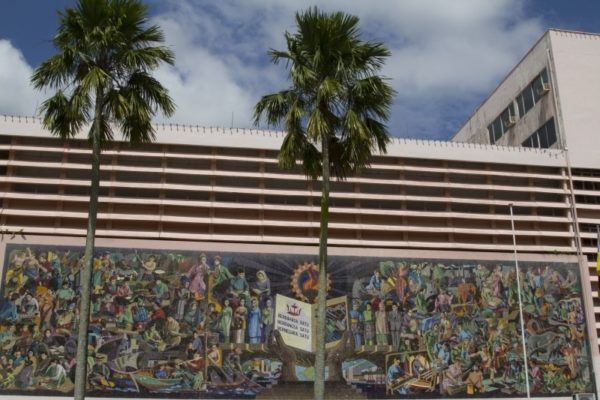 Beautiful mosaic mural outside the Brunei National Library.