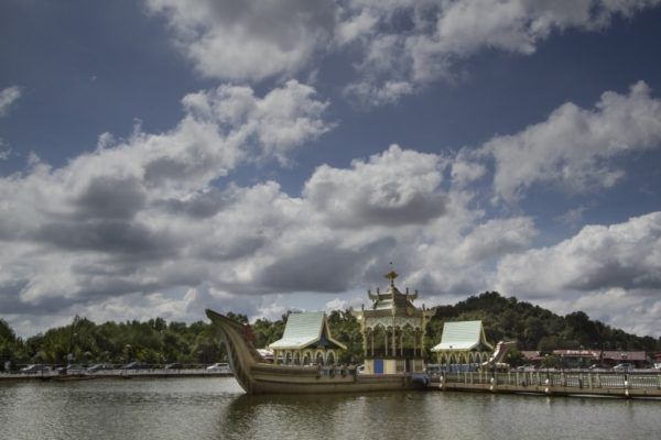 Bahtera Kenaikan Diraja, The Ark of the Royal Ascension, at the Omar Ali Saifuddien Mosque, Brunei.