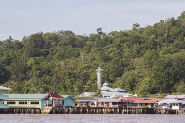 Brunei water village complete with school, mosque, and markets.