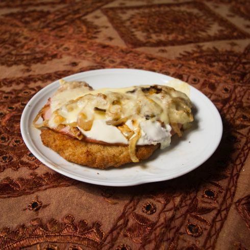 Alsatian schnitzel recipe card.