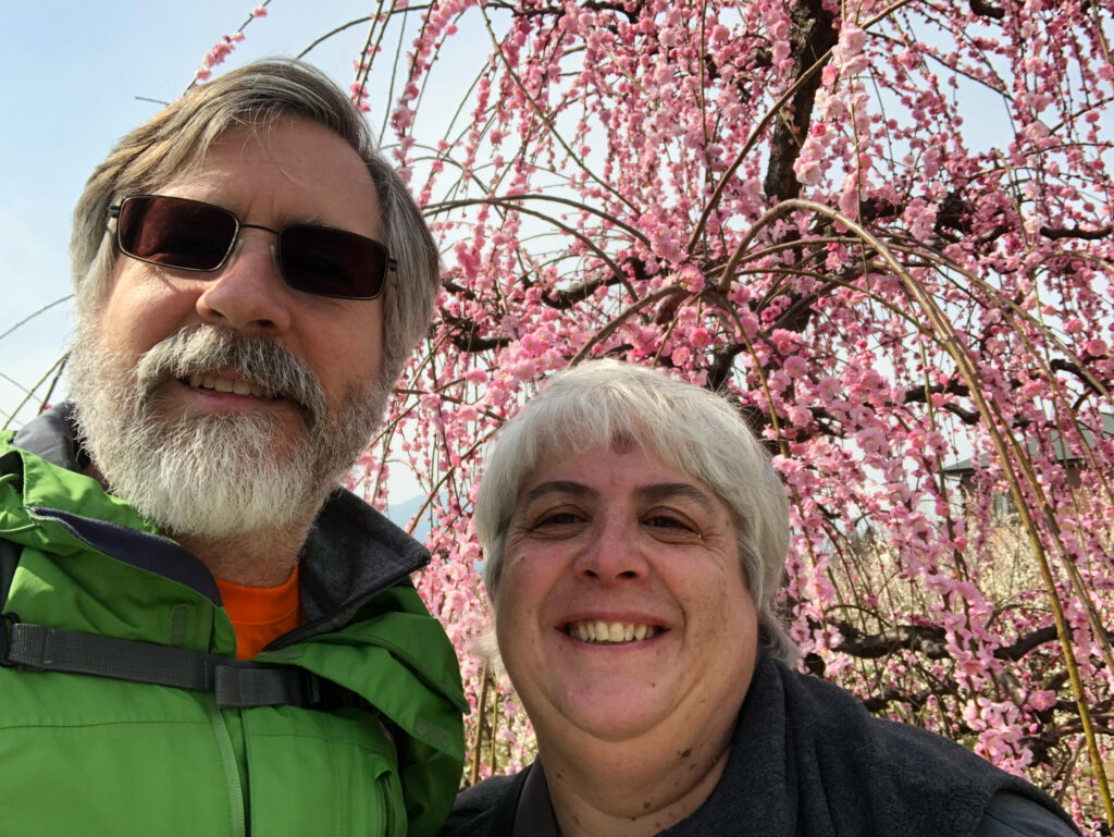 Jim and Corinne enjoying cherry blossom season in Japan.