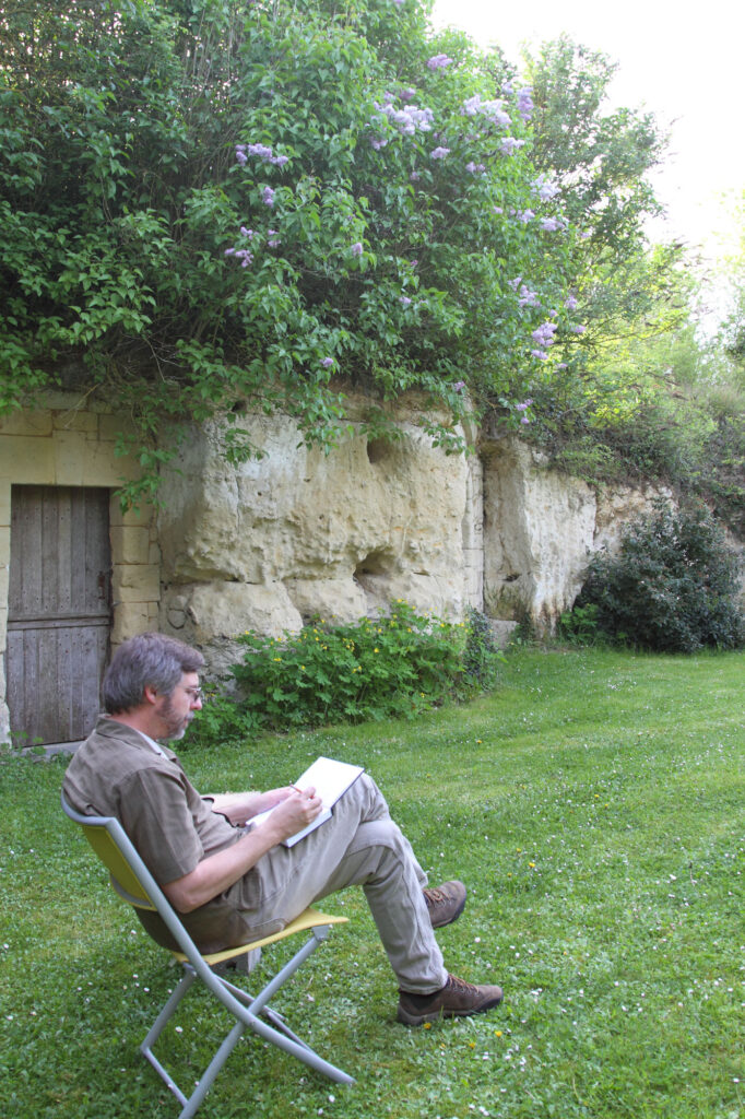 Jim sketching in our gite.