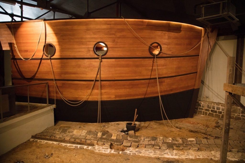 Inside the museum at Aapravasi Ghat, Port Louis, Mauritius.