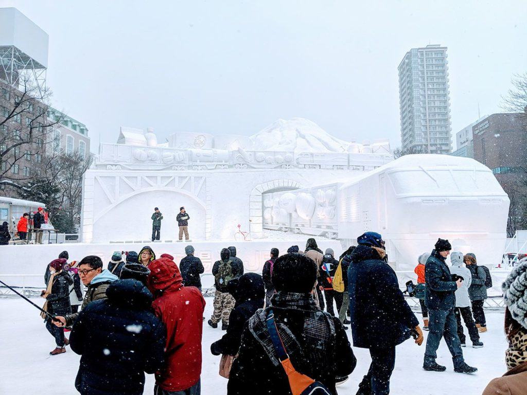 Winter season in Japan brings snow sculptures, like this one at the Sapporo Snow Festival.