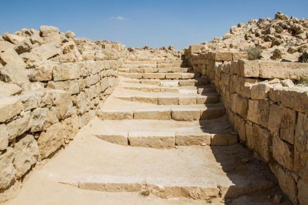 Old stairway in the ruins at Mamshit.