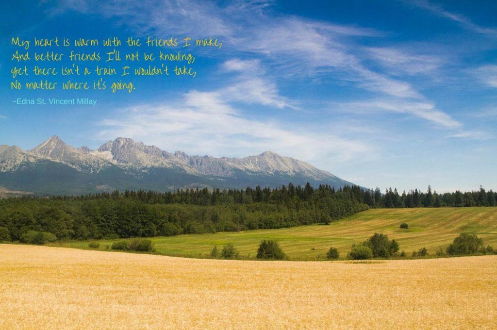 The view out of our train window as we rode through Slovakia, gazing at the Tatra Mountains.