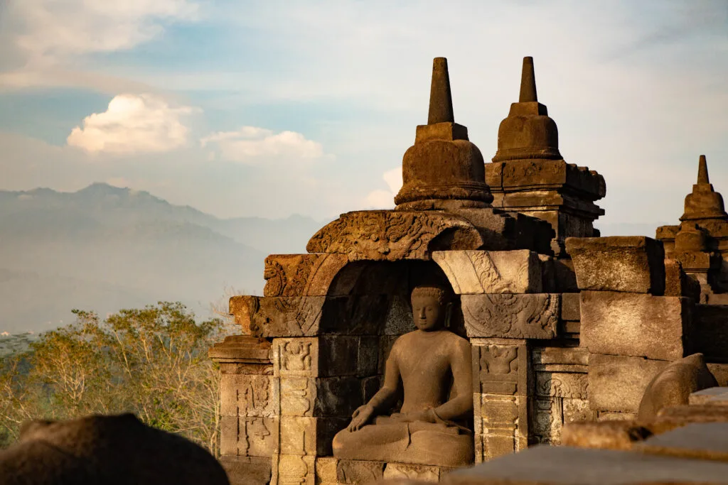 One of the thousands of Buddha statues at Borobudur, Java.