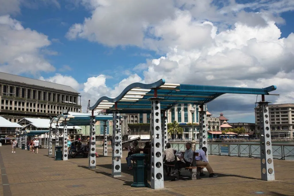 Sitting along the water in Port Louis.