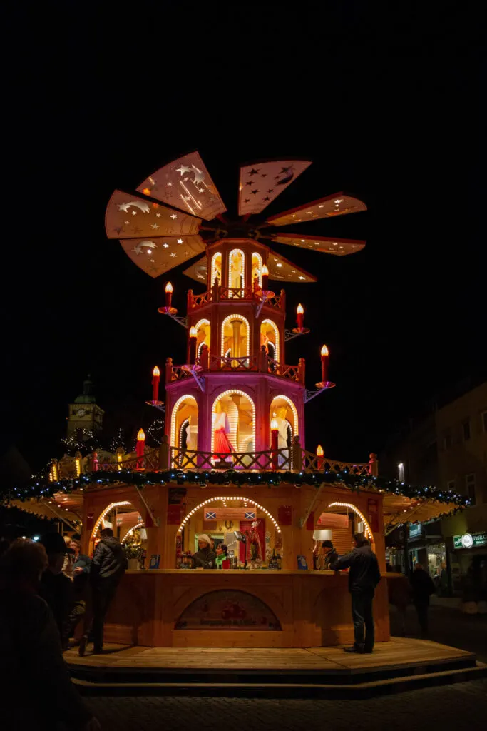 Tiered Christmas pyramids are an iconic part of any Christmas market.