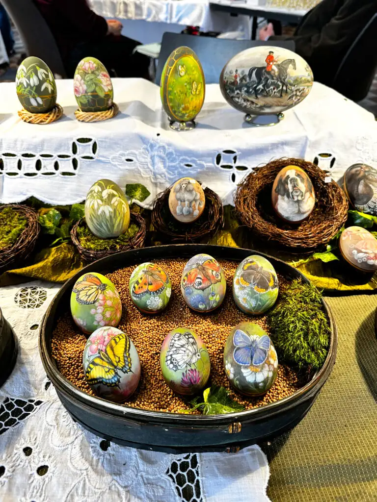 Spectacular details decorate these eggs at an Easter market in Germany.