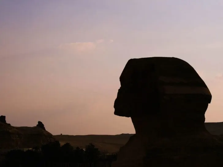 Silhouette of the Sphinx in Giza.