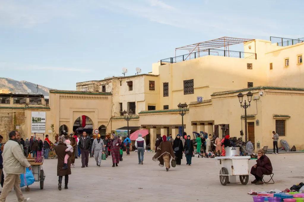 The Main square in Fez, where people come and play with their children, eat snacks, and gossip.