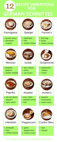 12 Variations to traditional German Schnitzel. It's all about the schnitzel sauce.