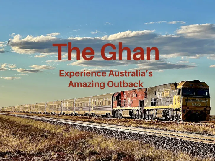 The Ghan Train at a stop in Australia&rsquo;s Red Centre.