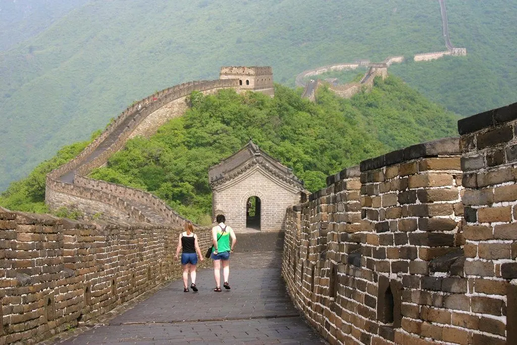 Walking the Great Wall of China in Summer.