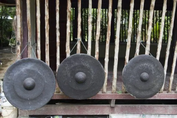 Hand made gongs on display in one of the Handicraft Villages of Kudat.