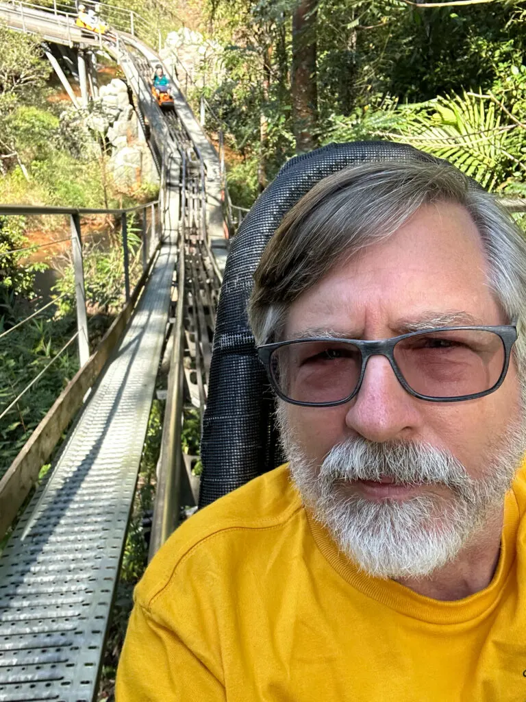 Jim riding the Alpine Slide in Dalat.