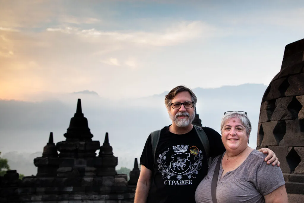 Jim and Corinne at Borobudur.