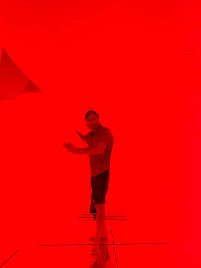 Jim enjoying the illuminated spheres in TeamLab Planets.