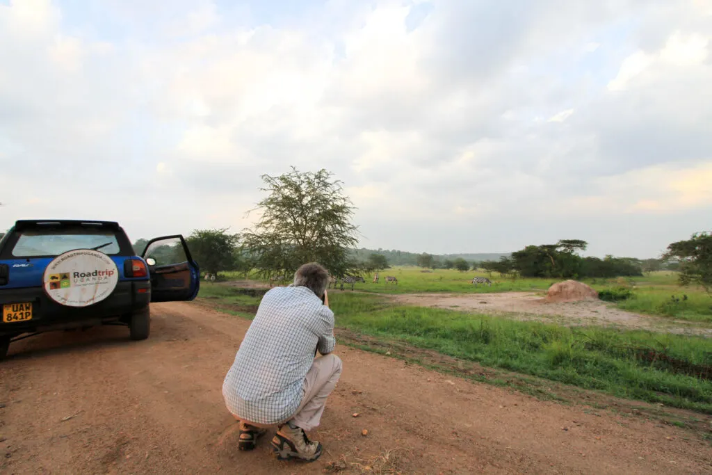 Jim and our rental car that we had for a self drive Uganda trip.