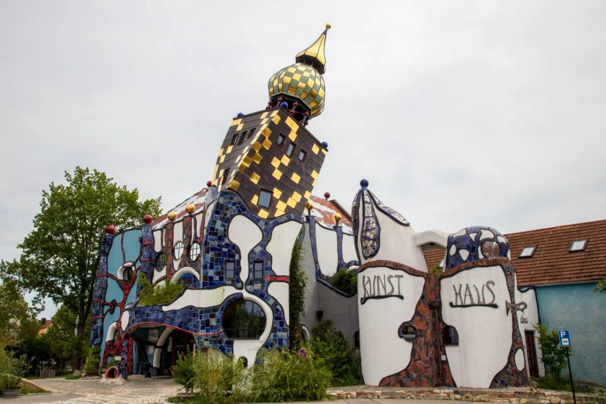 Exterior of Kunsthaus, where Hunderwasser works are on exhibit.