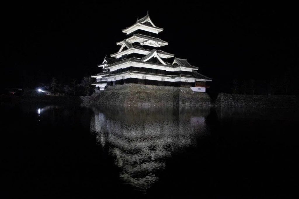 Matsumoto Castle at night.