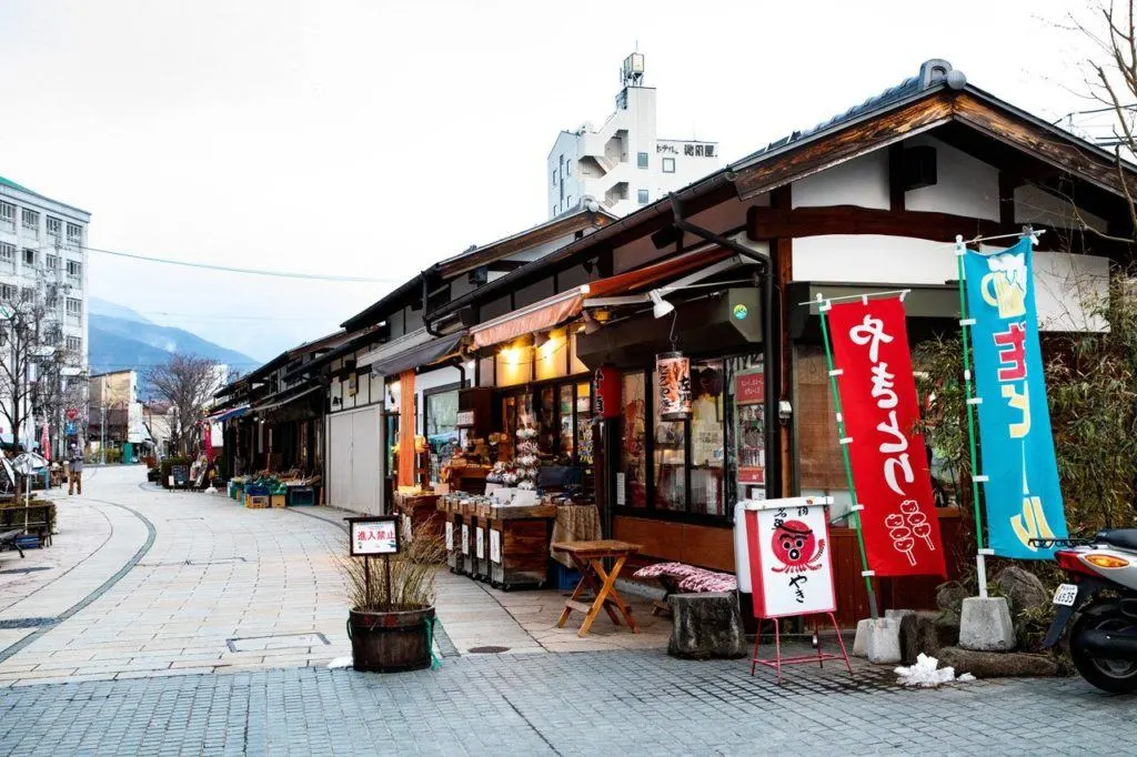 Colorful shops on Nakamichi Shopping Street.