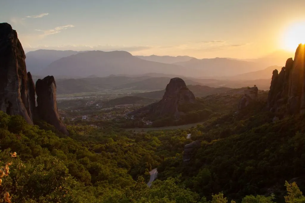 Meteora valley sunset.