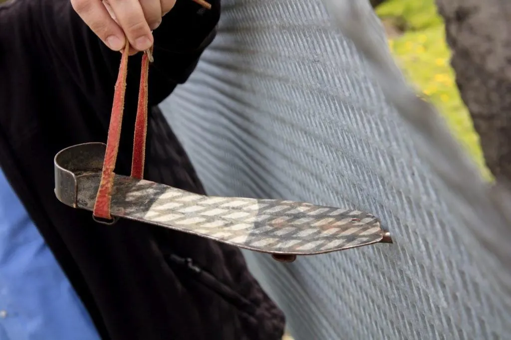 These shoe plates with spikes were made by would-be escapers.