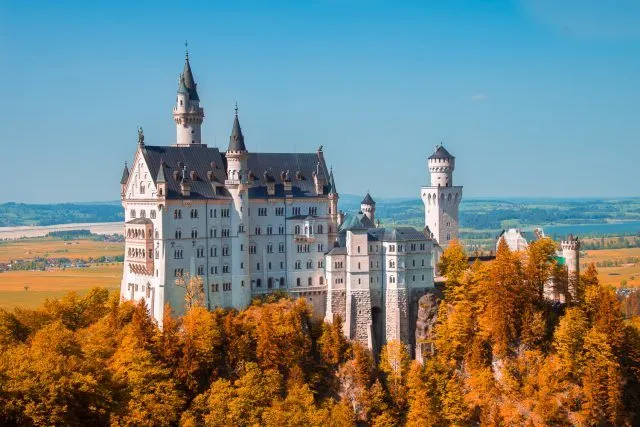 Neuschwanstein amidst fall foliage is gorgeous.