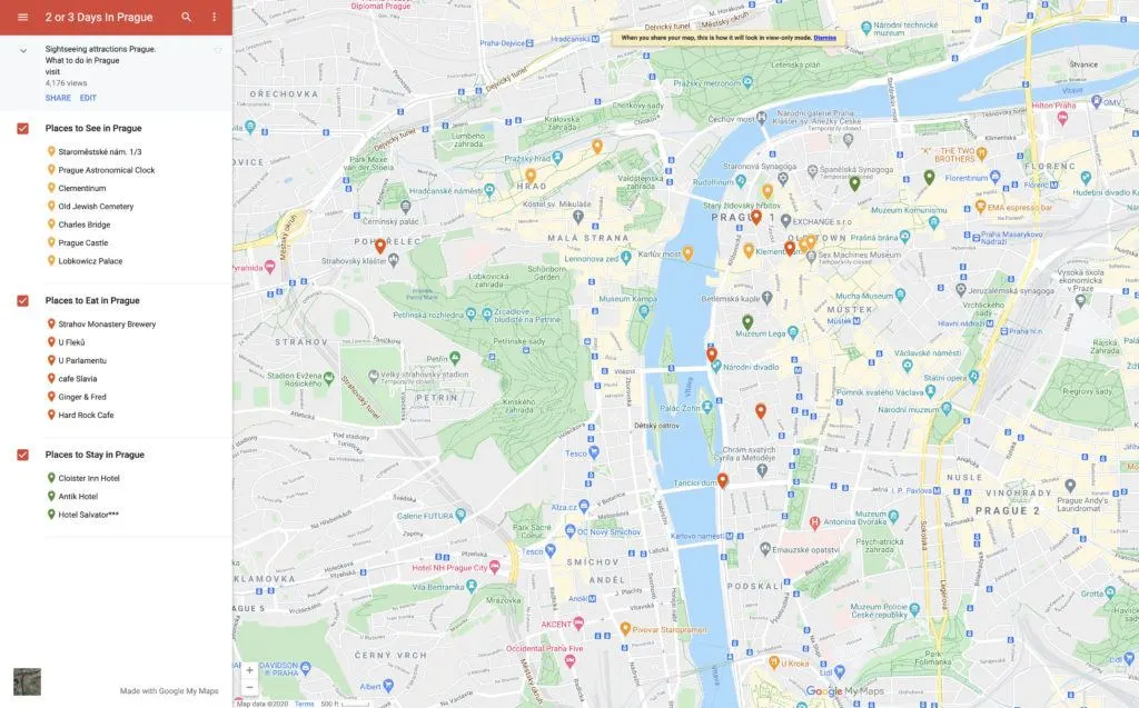 A Prague Tourist Map to help you decide what to do in Prague.