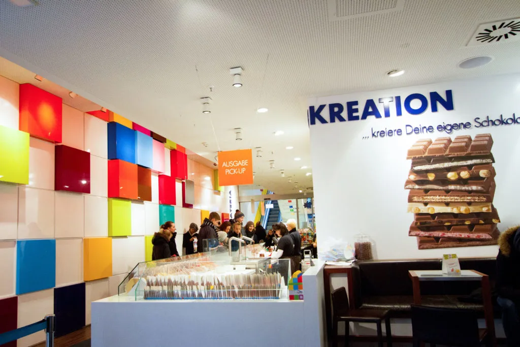 Designing your own chocolate bar at Rittersport is a fun thing to do for kids of all ages.