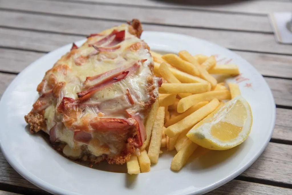 One of the many schnitzel dishes on offer at the Klosterhof restaurant in Frankfurt.