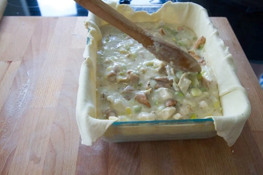 The mixture is in the pie shell.