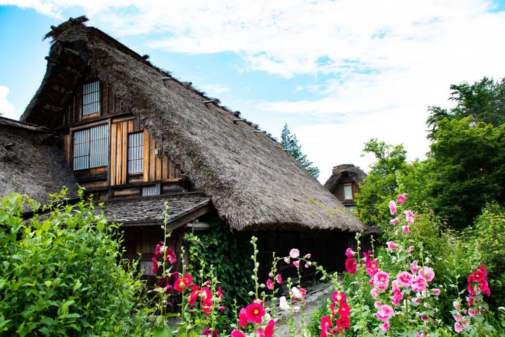 Summer in Shirakawa-go is full of green pastures and vibrant flowers.