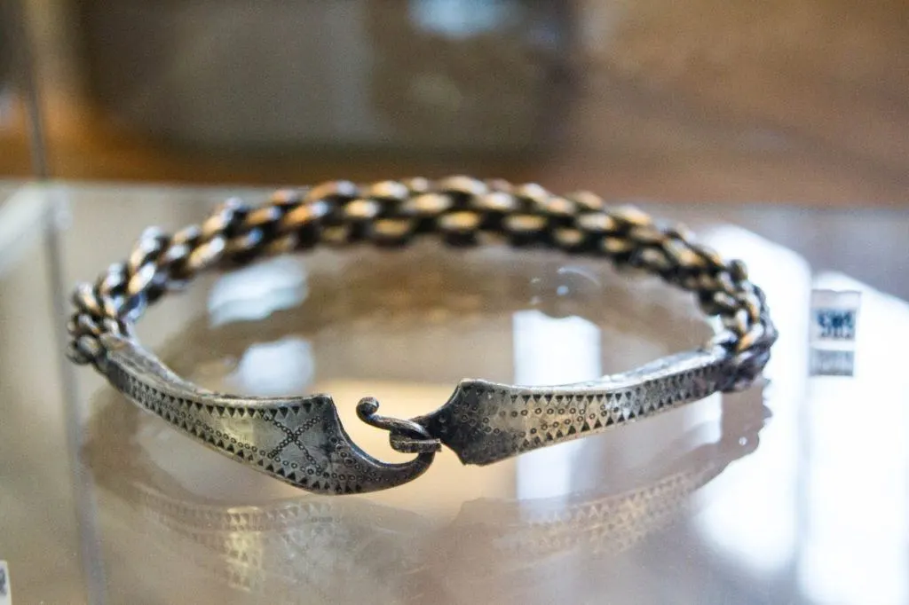 Viking jewelry on display in the Stavanger Viking Museum.