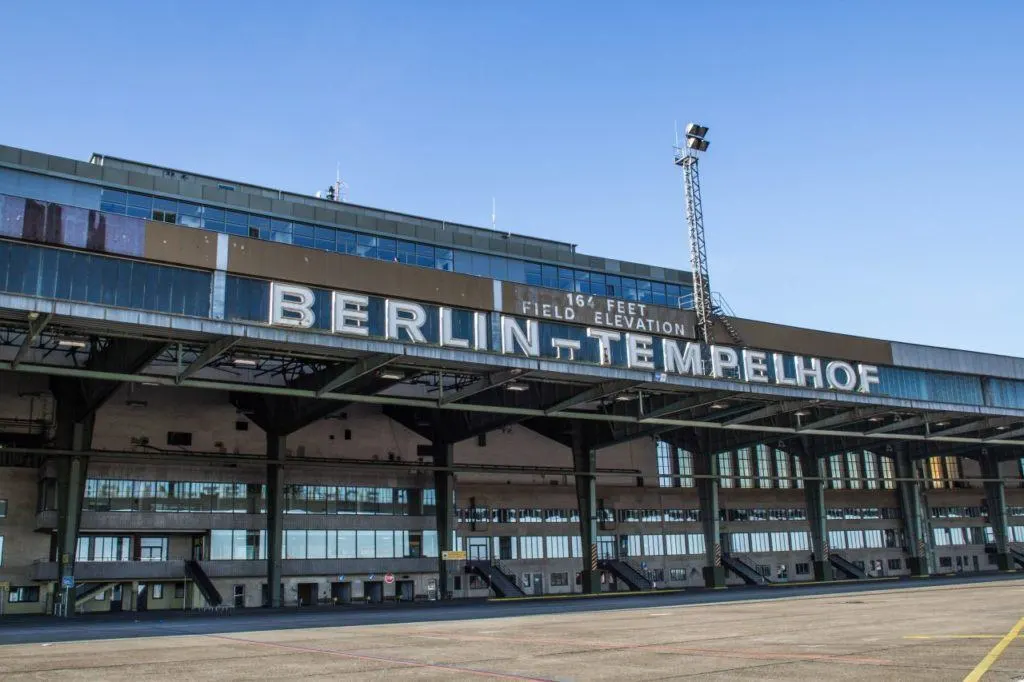 A view of the aircraft parking apron for the the Tempelhof airport tunnels.