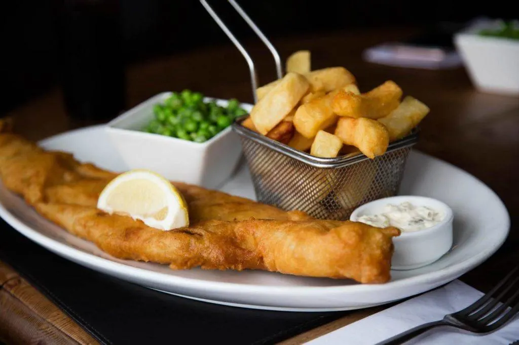 Traditional British Pub Food is Fish and Chips.