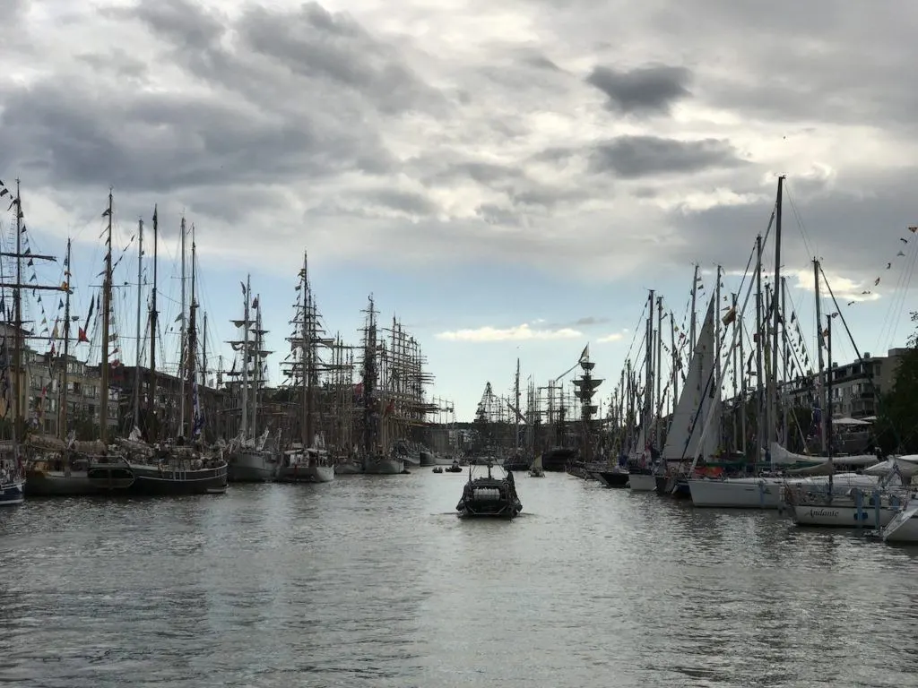 A harbor view as we pull out of Turku. I'm not exactly on a tall ship cruise, because I have to work the watch.